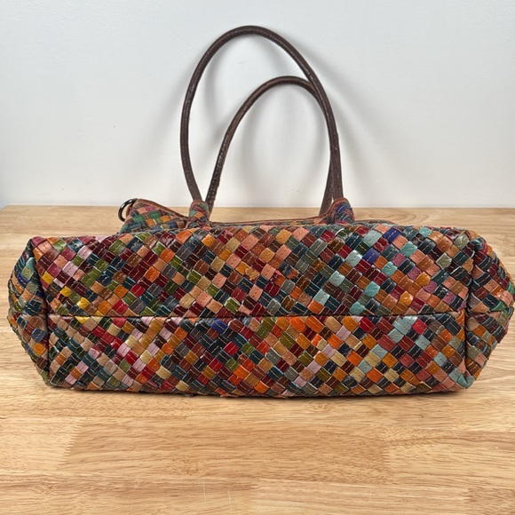 Ameri Leather Mosaic Woven Multi-Color Leather Bag - Picture 15 of 16